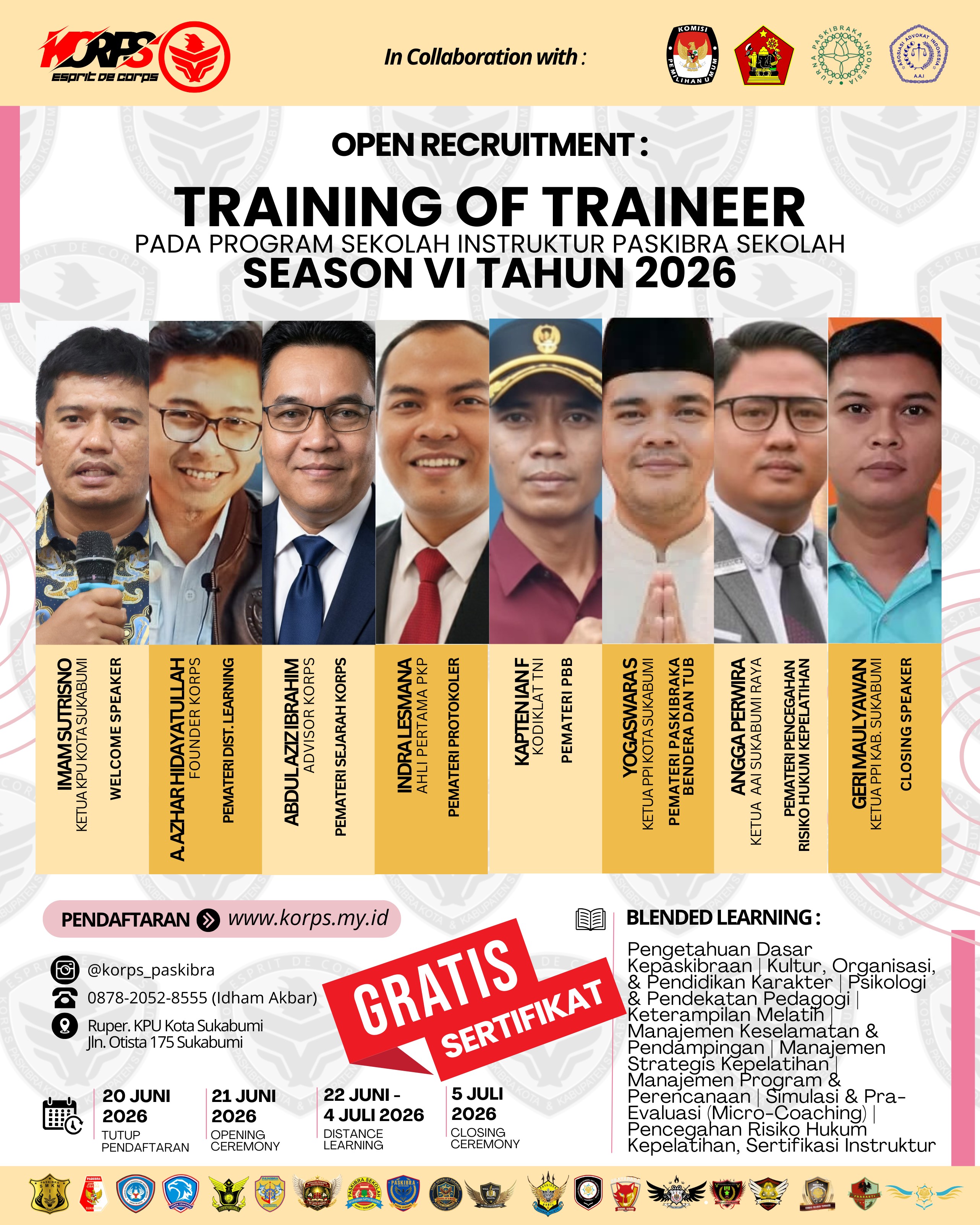 Open Recruitment KORPS 2026 - Training Of Traineer pada Program Sekolah Instruktur Paskibra Season VI Tahun 2026 (72 JP)